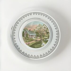 VTG Currier & Ives Spring Summer Autumn Winter 8.25" Plate 4 Seasons Series 1982
